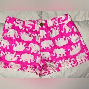 Lily Pulitzer pink shorts w/elephant designs adjustable waist sz 8 EUC